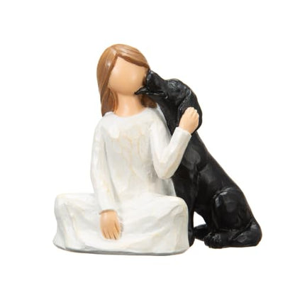Angel of Friendship Dog Memorial Gifts, Hand-Painted Angel Figurine Statue,Pet Loss Sympathy Gift for Loving Pets and Dogs Lovers（Black Dog） - color: Black Dog