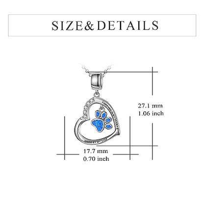 YFN Paw Print Necklace Sterling Silver Dog Cat Charms Pendant Cremation Jewelry Cat Dog Memorial Gifts for Women Girls - color: Blue Opal