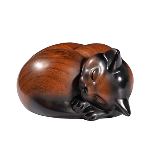 Pet Urns,Sleeping Resin Cremation Cat Urn, Cat Urns for Ashes, Small Animal Urn - color: Cherry