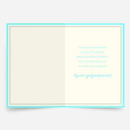 Designer Greetings Finnish Language Happy Birthday Cards 6 Pack | Boxed Card Set, Matching Envelopes - style: 6 PK Finnish Birthday - Blue & Green