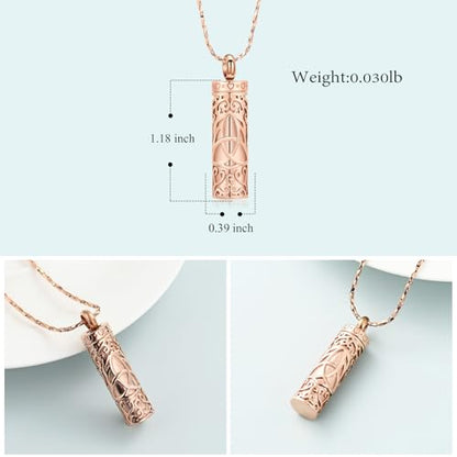 Imrsanl Celtic Knot Cremation Jewelry Cylinder Urn Necklace | For Ashes, Memorial Pendant, Human Pet Ashes Holder Keepsake, For Women Men - color: Rose Gold