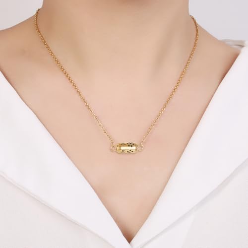 Pet Cremation Jewelry Stainless Steel Paw Print Tube Urn Necklace For Cat Dog Ashes Necklace For Women Keepsake With Filling Kits - color: Gold Necklace