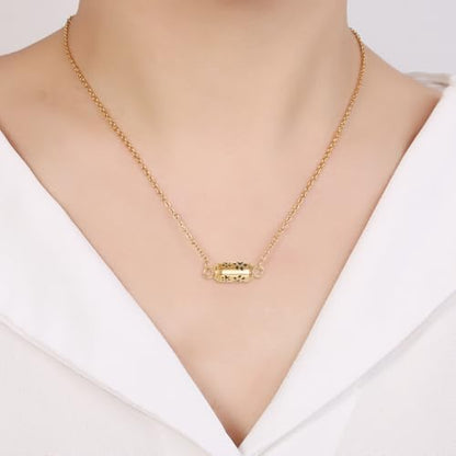 Pet Cremation Jewelry Stainless Steel Paw Print Tube Urn Necklace For Cat Dog Ashes Necklace For Women Keepsake With Filling Kits - color: Gold Necklace