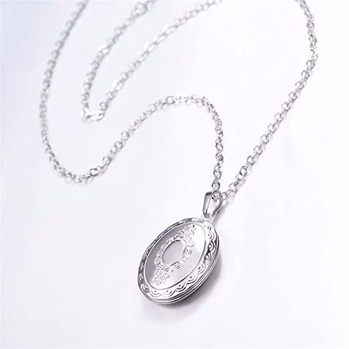 2 Pcs Locket Necklace that Holds Pictures Stainless Steel Locket Pendant Necklace Memory Photo Pendant Necklace for Women Girls - color: Oval style 1