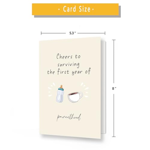Funny First Birthday Gifts for Girl Boy,Happy 1st Birthday Card for New ParentsBest 1 Year Old Birthday Card,One Year Old Birthday Card - color: WX-095