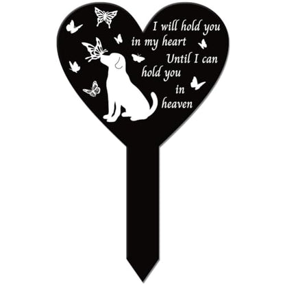 GLOBLELAND Heart Shaped Dog Butterfly Garden Stake for Dogs Memorial Remembrance Plaque Stake Cemetery Acrylic Waterproof Sympathy Garden Stakes for Yard Grave Cemetery - color: Butterfly Dog