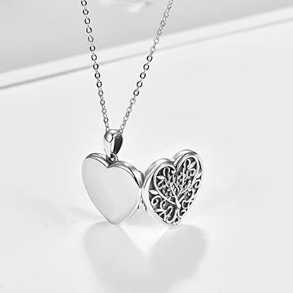 TANGPOET Heart Locket Necklace for Women 925 Sterling Silver Photo Locket Holds Two Pictures Inside Memorial Keepsake Jewelry Gifts for Mothers Day Birthday Christmas - style: F01-Tree of Life