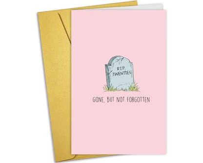 Nchigedy Funny 30th Birthday Card for Him Her, Sarcastic Thirty Birthday Card for Women Men, 30 Years Old Birthday Card, RIP Twenties Gone But Not Forgotten - color: #4