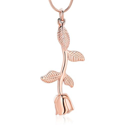 Rose Flower Cremation Jewelry Urn Necklaces for Ashes, Cremation Ash Jewelry Memorial Pendants for Human Pets Ashes - color: Rose Gold