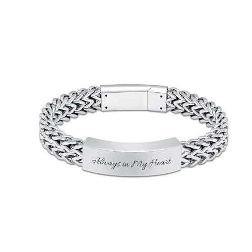 zeqingjw Men Urn Bracelet for Human Ashes Stainless Steel Cremation Jewelry Cuban Link Bangle for Ashes Keepsake Memorial Ash Holder Urn Keepsake Bracelet - color: W-Silver-22CM
