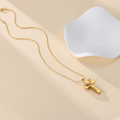Cross Cremation Jewelry Urn Necklace for Human Ashes for Women Men With Me Always Memorial Ashes Keepsake Pendant - color: Gold