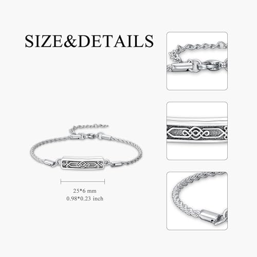 Urn Bracelet for Ashes for Women 925 Sterling Silver Bar Cremation Bracelet Cremation Memorial Keepsake Jewelry Gifts for A Loss of Loved Ones - style: Celtic Knot