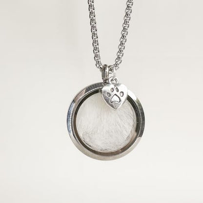 Cat Fur Keepsake Necklace, Ashes Hair Memory Urn with Charm, Glass Circle Memorial Pendant Necklace, Pet Cremation Memorial Jewelry for Women Men, Vial Necklace for Ashes