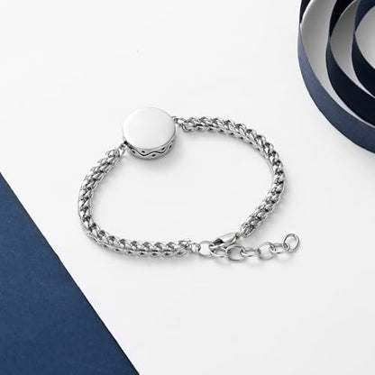 constantlife Compass Urn Bracelet for Ashes Stainless Steel Adjustable Link Bangle Cremation Keepsake Loved Ones Memorial Jewelry for Women Men - color: Silver