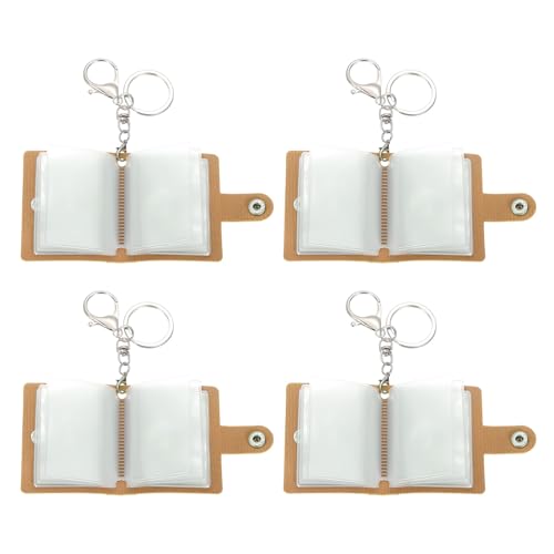 uxcell Mini Photo Keychain DIY Small Memory Key Ring Picture Book for Family - color: Coffee
