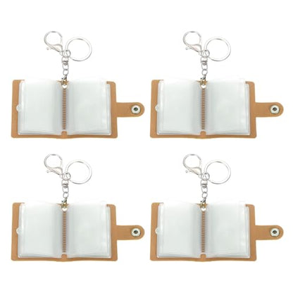 uxcell Mini Photo Keychain DIY Small Memory Key Ring Picture Book for Family - color: Coffee