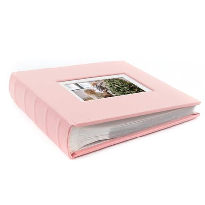 Photo Album Hold 200 4x6 Photos with Front Window for DIY (Pink) - color: Pink