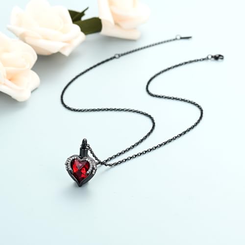 shajwo Angel Wing Heart Urn Necklace for Ashes - color: Black-Red