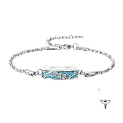 YYB Urn Bracelet for Ashes Hummingbird/Dragonfly/Butterfly/Sunflower Turquoise Locket Bracelet Cremation Memorial Jewelry Mothers Day Gifts for Women - color: Dragonfly