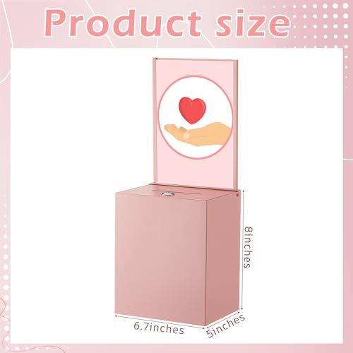 Metal Donation Box for Fundraising,Basic,Pink - color: Pink, style: Basic
