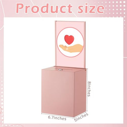 Metal Donation Box for Fundraising,Basic,Pink - color: Pink, style: Basic