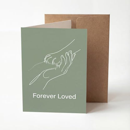 Pet Sympathy Card, Sage Green Paw In Hand Condolence - color: Sympathy Card 017