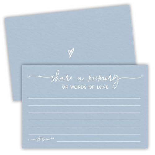 50 Pcs Share A Memory Of Love Cards - 4"x 6" Double Sided Fill- Memory Cards For Wedding, Graduation, Anniversary, Birthday, Retirement Party - Celebration Of Life Keepsake Cards（Minimalism Blue）- A03 - color: Share A Memory Or Worlds Of Love(Blue)