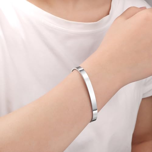 Memorial Gifts for Loss of Mom Dad In Memory of Jewelry Sympathy Bracelet | Bereavement Cuff Secret Message Engraved Grief Gifts for Women - style: Daughter Memorial-No longer by my side