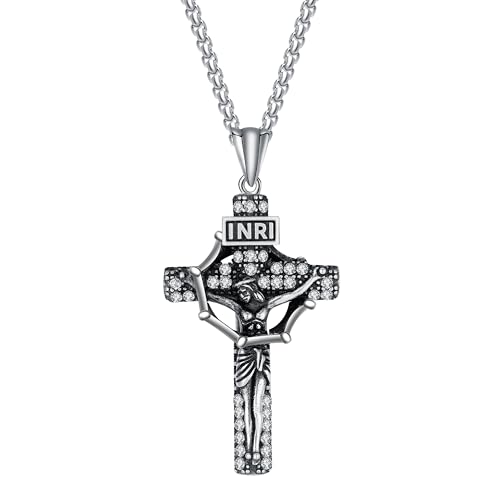 925 Sterling Silver Patron Saint Necklace Amulet Miraculous Medal Pendant Jewelry for Men Women with Friendship Talisman Travel Inspirational Gifts - color: black-F