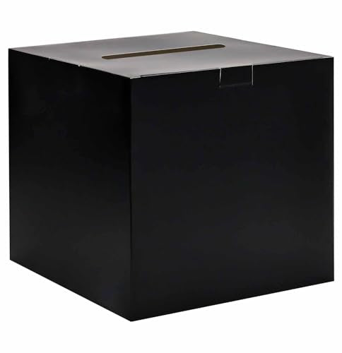 SietDESEO Black Card Box for Party 9.8" x 9.8" Large Gift Card Box Holder for Wedding Reception Baby Shower Birthday Graduation Card Box - color: BLACK CARD BOX, size: 9.8 X 9.8 X 9.8 INCH