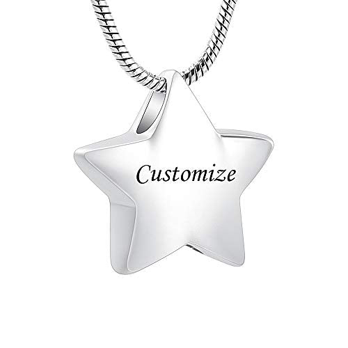 memorial jewelry Small Star Charm Cremation Urn Pendant Ashes Memorial Necklace for Woman Free Filling Kits Include - color: Customize