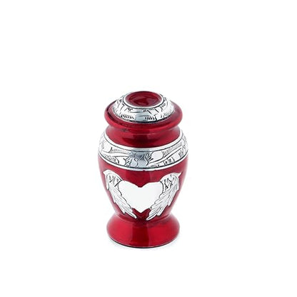 Angel Wings & Heart Cremation Urn (Red Shimmer, Large)' (Red Glossy, Single - Miniatue) - color: Red Glossy