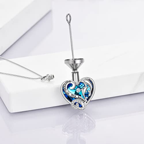 WINNICACA Silver Cremation Urn Necklaces for Ashes of Loved Ones - style: Dolphins Crystal Necklace