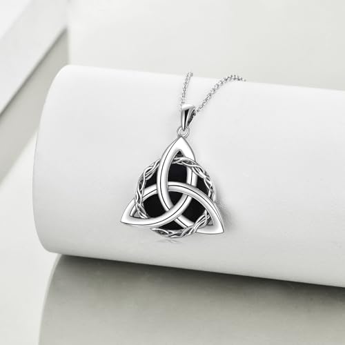 WINNICACA Celtic Knot Necklace 925 Sterling Silver Celtic Pendant Irish Urn Necklace Jewelry Birthday Anniversary Valentine's Day Gifts for Her Women Wife Girlfriend Daughter - style: 1-Celtic Knot Necklace(Black Onyx)