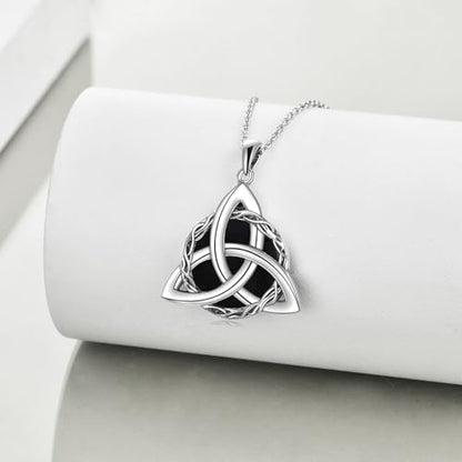 WINNICACA Celtic Knot Necklace 925 Sterling Silver Celtic Pendant Irish Urn Necklace Jewelry Birthday Anniversary Valentine's Day Gifts for Her Women Wife Girlfriend Daughter - style: 1-Celtic Knot Necklace(Black Onyx)