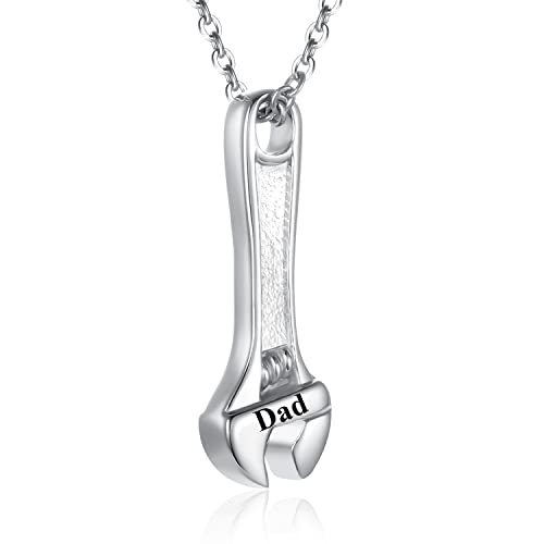 Mechanic Wrench Cremation Jewelry for Ashes Stainless Steel Tool Urn Pendant Locket Keepsake Memorial Urn Necklace for Men Women Holder Ashes for Pet Human - color: Silver-DAD