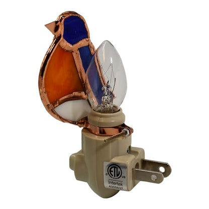 Gift Essentials Bluebird Plug-in Night Light - Stained Glass Nightlight | Bluebird Stained Glass Plug-in Nightlight with On/Off Rocker Switch. Includes One 4-Watt Replaceable Warm-Glow Bulb. - color: Bluebird