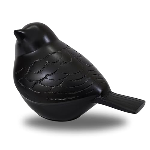 Bird Urn Small Keepsake Cremation Urn for Human or Pet Ashes, Premium Quality Memorial for Beloved Pets & Loved Ones, Durable Solid Design for Women (Black, Small, Solid) - color: Black