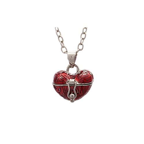 Heart Locket Necklace Y2k Love Heart Necklace Tiny Small Cute Necklace for Women Valentine's Day - color: Red