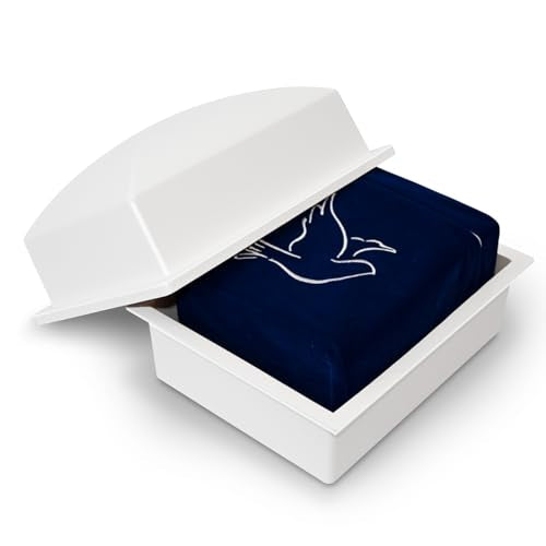 Velvet Urn Bag with TSA Approved Cremation Container | Holds Cremated Ashes of Human Adult | for Use in a Niche or Ground Burial | Fits the Crowne Burial Urn Vault (Purple with Dove) - color: Purple With Dove