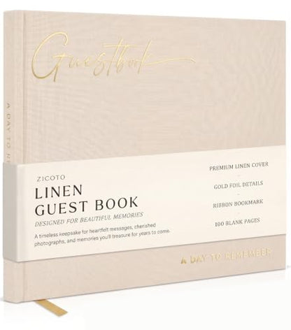 Beautiful Wedding Guest Book for Your Wedding Reception w/ Polaroid Photos | Simply Elegant Guestbook to Sign in and Add Photos - The Perfect Baby Shower Guest Book for the Special Day - color: Beige