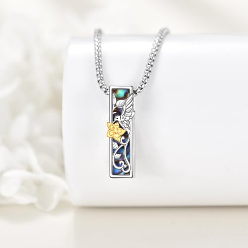 Urn Necklace Ashes 925 Sterling Silver Cremation Pendant Memorial Ashes Abalone Shell Pendant Jewelry Gift for Women Men - style: Hummingbird