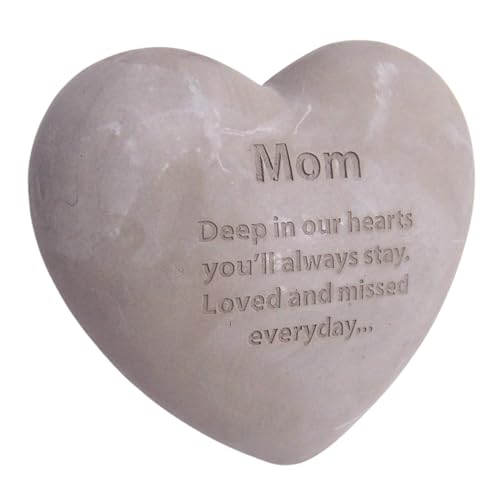 Wowser Mom Heart Shaped Memorial Stone, Sympathy Gift, Remembrance Garden Accent, 6 Inches