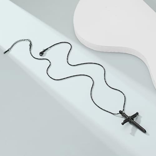 Imrsanl Cremation Jewelry Nail Cross Urn Necklace Pendant - color: Black