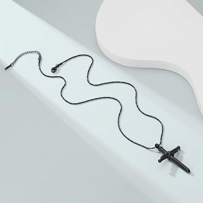 Imrsanl Cremation Jewelry Nail Cross Urn Necklace Pendant - color: Black