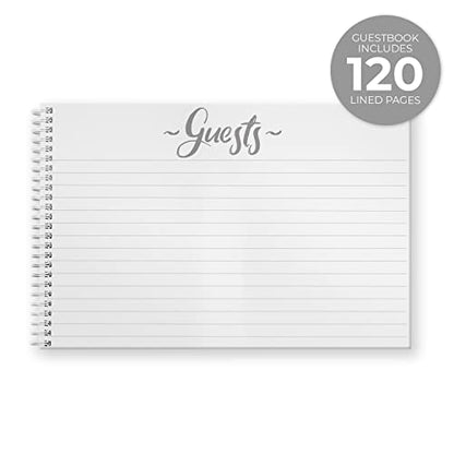 Canopy Street Hardcover Little Cutie Baby Shower Guestbook / 120 Lined Guest Signature Pages Inside / 5.5" x 8.5" Landscape Lay Flat Gender Neutral Guest Book/White Metal Spiral Binding - color: Little Cutie