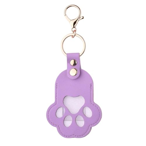 Pet Fur Keepsake Cat Dog Hair Storage Keychain for Dogs Cats Sympathy Remembrance Gift Photo Holder Keychains - color: Purple