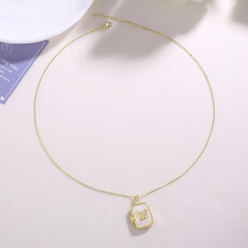 YOUFENG Love Heart Flower Locket Necklace that Holds Pictures Photo Locket Birthday Gifts - style: Square Butterfly Locket