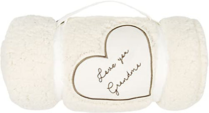 Pavilion Gift Company - Love You Grandma - 42x50 Inch Super Soft Sherpa Tassel Fringe Blanket Wrapped in A Ribbon with A Handle - style: Love you Grandma