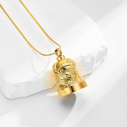 Eagle Love Cremation Keychain Bell Urn Necklaces for Ashes Keepsake Ash Pendant Memorial Urn Keychain Jewelry - color: A-gold